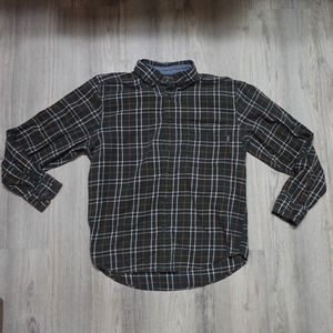 Woolrich Flannel Shirt Adult Medium Green Button Plaid Long Sleeve Outdoors Men